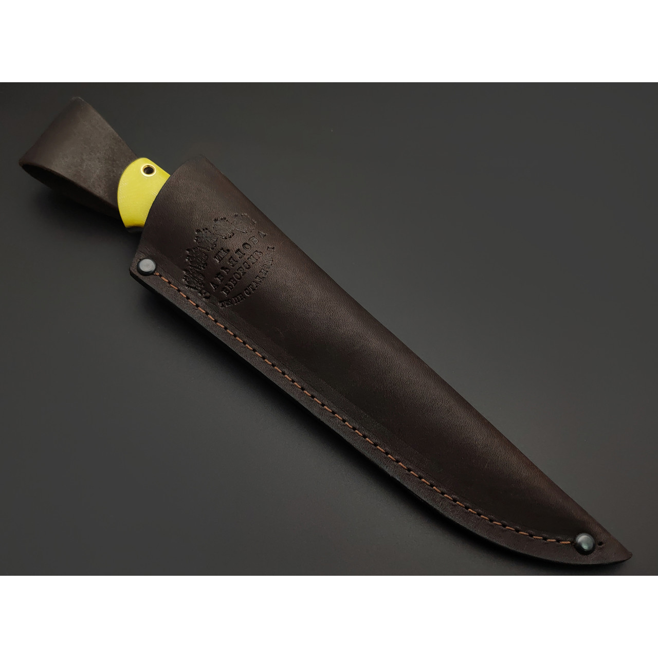 Товарищество Завьялова нож Бригадир сталь Cor-X, рукоять G10 jade yellow, латунь