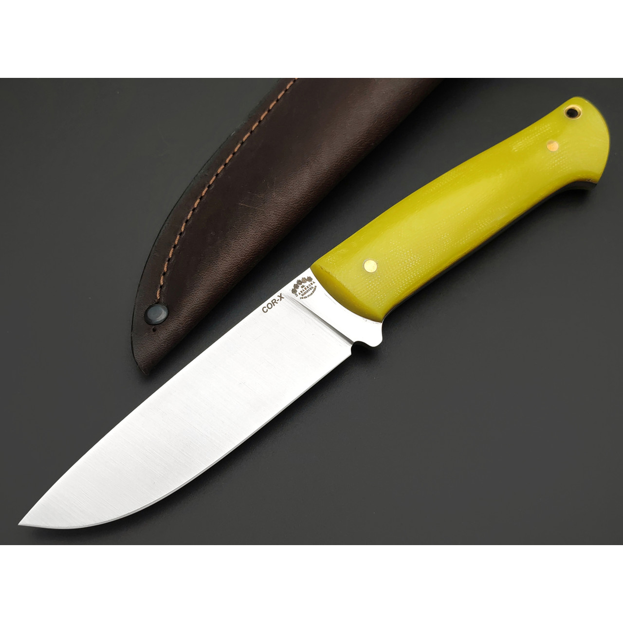 Товарищество Завьялова нож Бригадир сталь Cor-X, рукоять G10 jade yellow, латунь