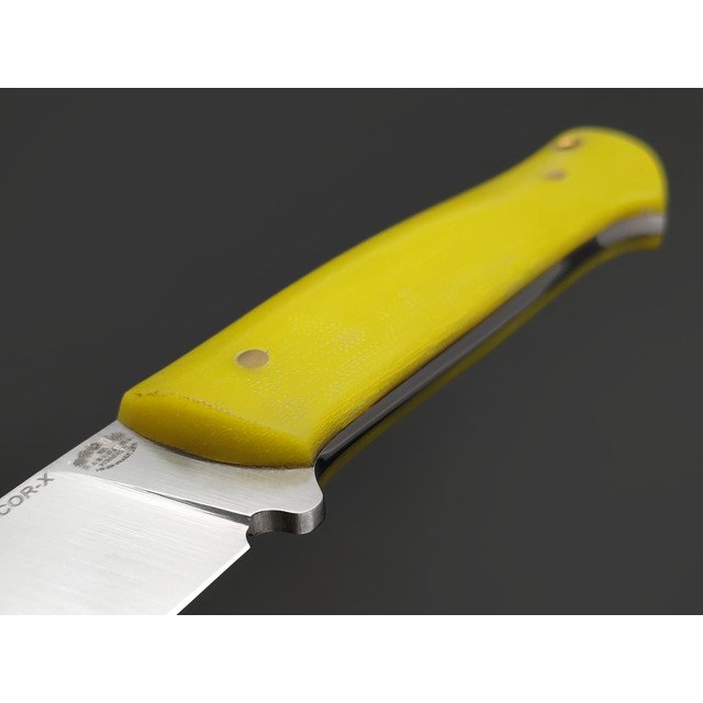 Товарищество Завьялова нож Бригадир сталь Cor-X, рукоять G10 jade yellow, латунь