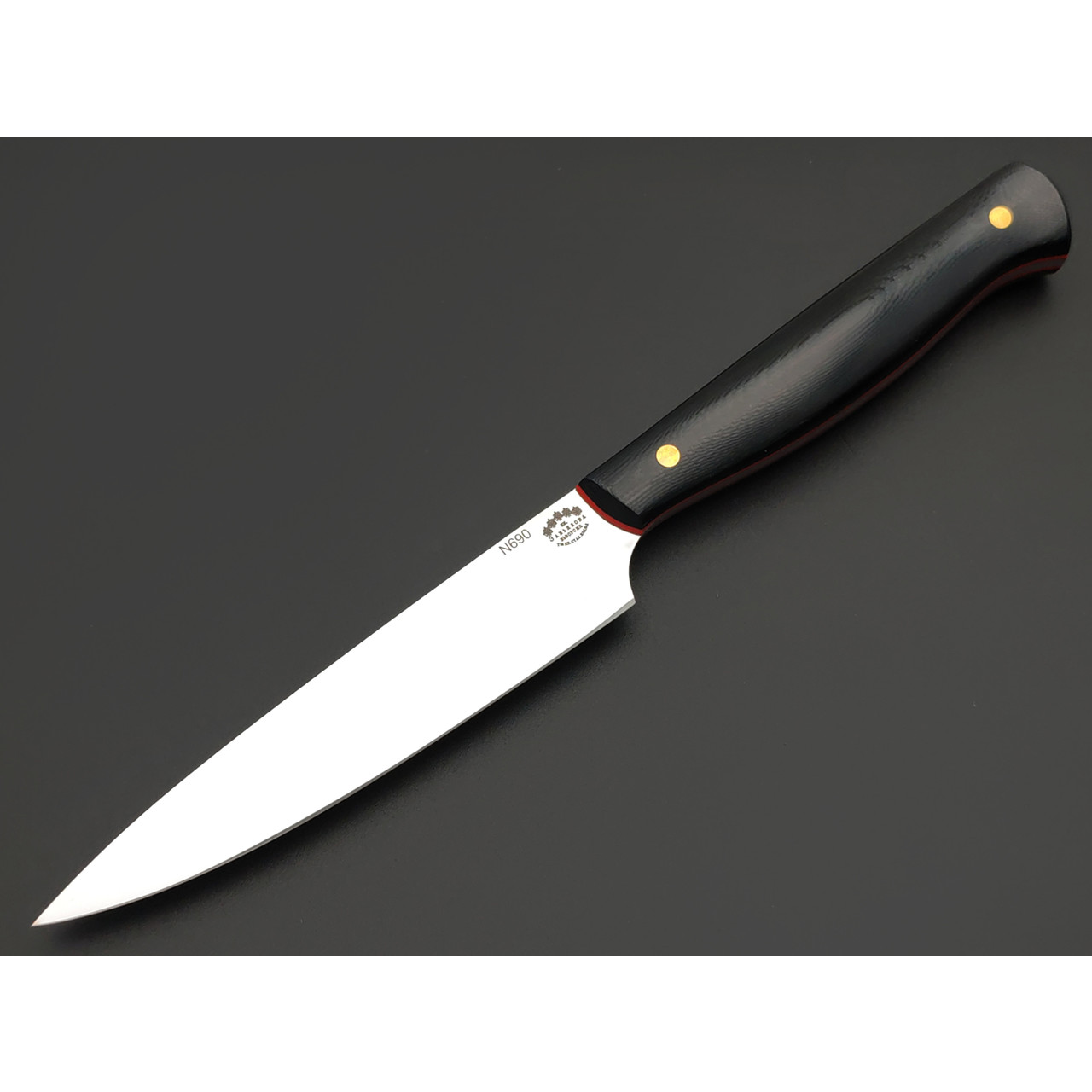 Товарищество Завьялова кухонный нож Овощной №1 сталь N690, рукоять G10 black & red