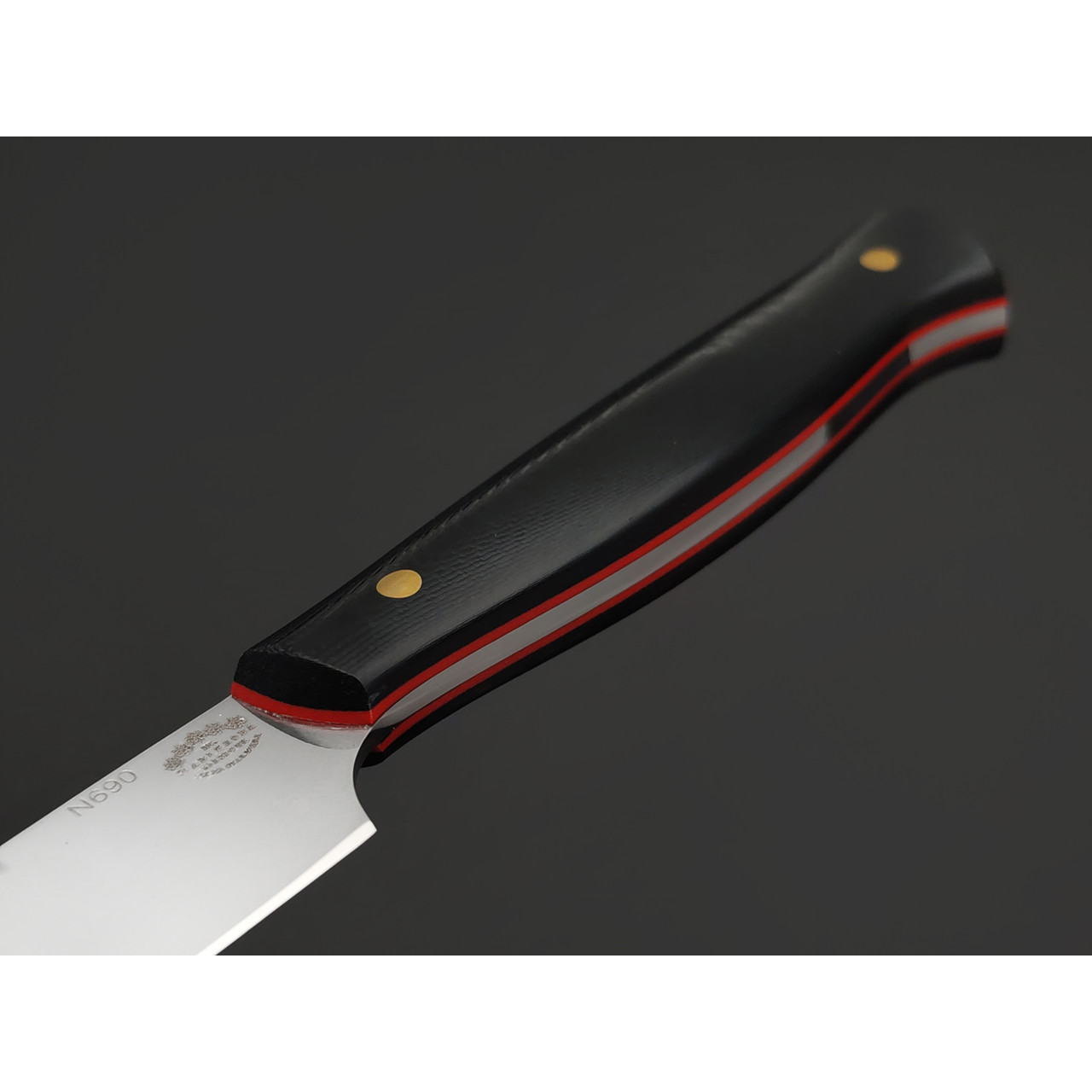 Товарищество Завьялова кухонный нож Овощной №1 сталь N690, рукоять G10 black & red