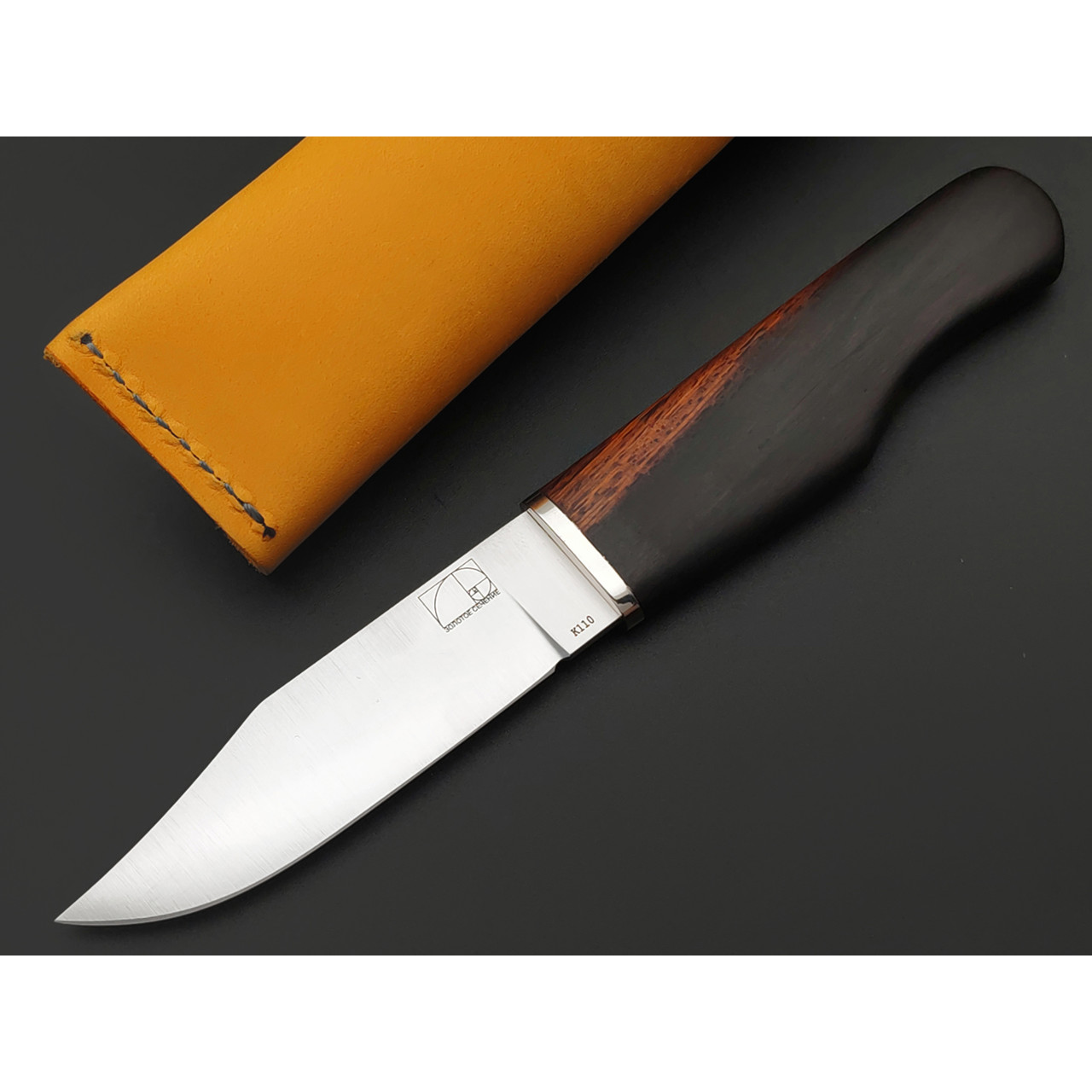 Золотое Сечение нож НР-40, сталь K110 satin, спуски конвекс, рукоять Айронвуд, мельхиор