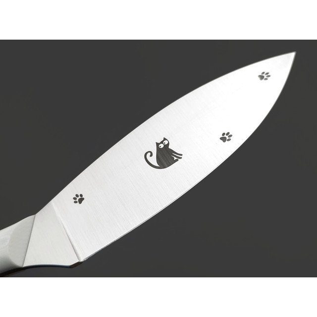 Золотое Сечение нож Загадочная Лагерта - Котики, сталь Aus-10Co satin, рукоять G10 white
