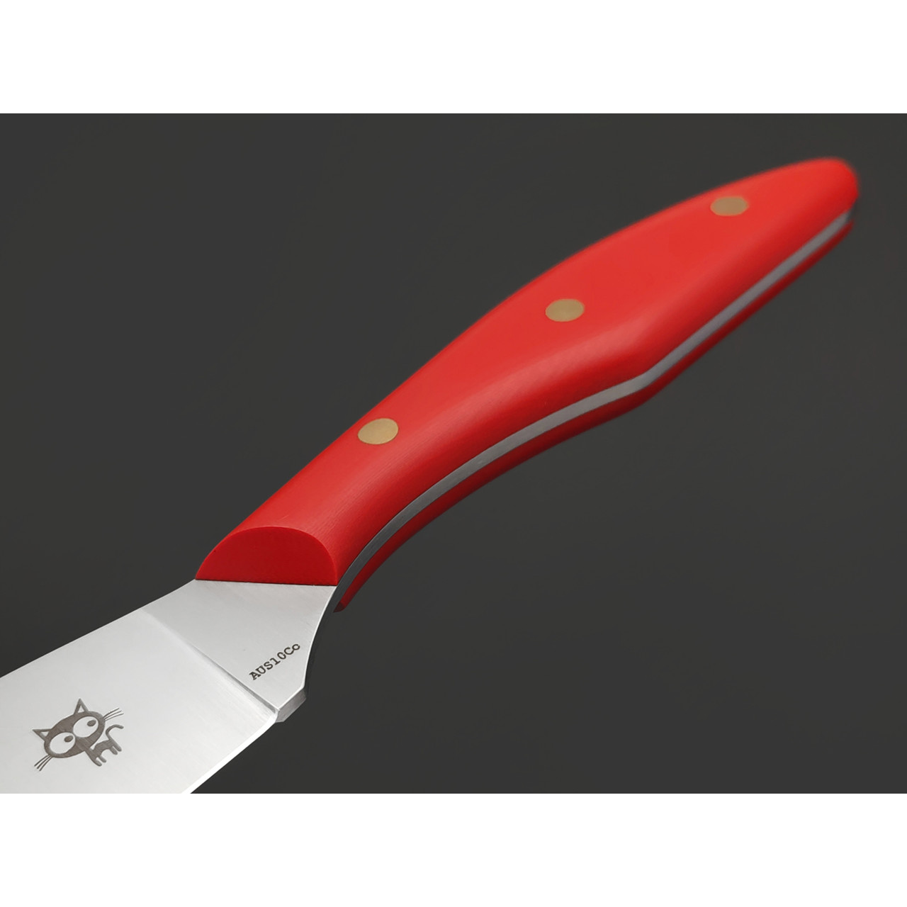 Золотое Сечение нож Загадочная Лагерта - Котики, сталь Aus-10Co satin, рукоять G10 red, пины латунь