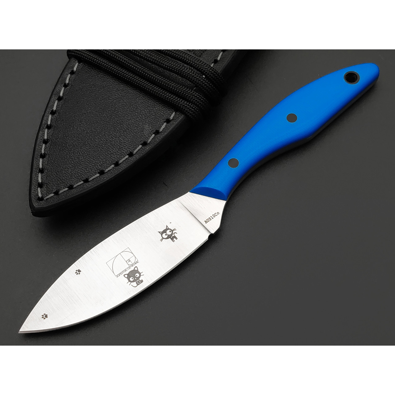 Золотое Сечение нож Канадский MINI - Котики, сталь Aus-10Co satin, рукоять G10 blue