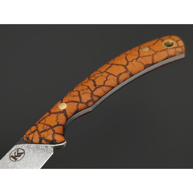Кирилл Козлов нож Бумеранг сталь Aus-10Co худ. травление, рукоять Micarta coyote с гравировкой, латунь
