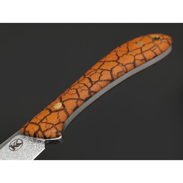 Кирилл Козлов нож Канадец-С сталь Aus-10Co худ. травление, рукоять Micarta coyote с гравировкой, латунь