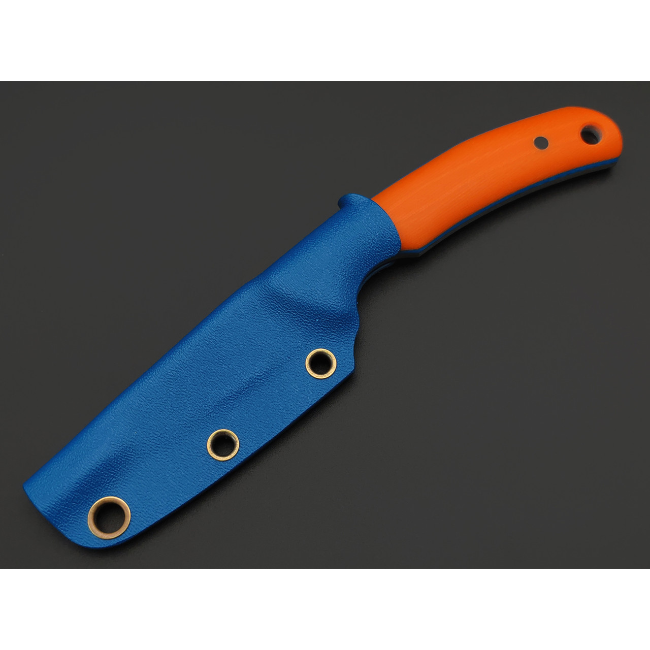 Кирилл Козлов нож Хэнди Mod. сталь Aus-10Co худ. травление, рукоять G10 orange & blue