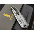 TuoTown складной нож Espada TEP-MKCS сталь TMAX satin, рукоять Crystal titanium grey, carbon fiber chaotic gold.