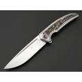 TuoTown складной нож Espada TEP-MKCS сталь TMAX satin, рукоять Crystal titanium grey, carbon fiber chaotic gold.