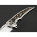 TuoTown складной нож Espada TEP-MKCS сталь TMAX satin, рукоять Crystal titanium grey, carbon fiber chaotic gold.