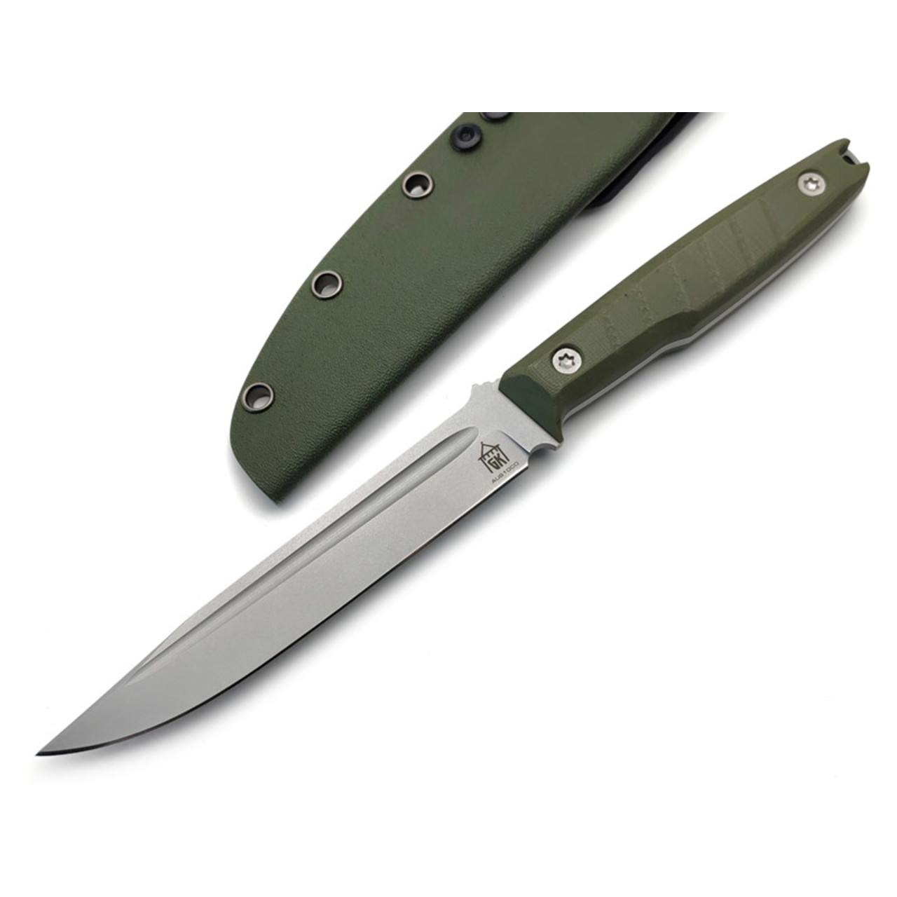Град Горький нож Шторм сталь Aus-10Co bead blast, рукоять G10 olive.