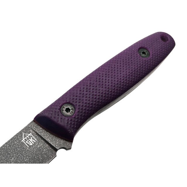 Град Горький нож Оса сталь PGK травление, рукоять Micarta purple & yellow, G10 black.