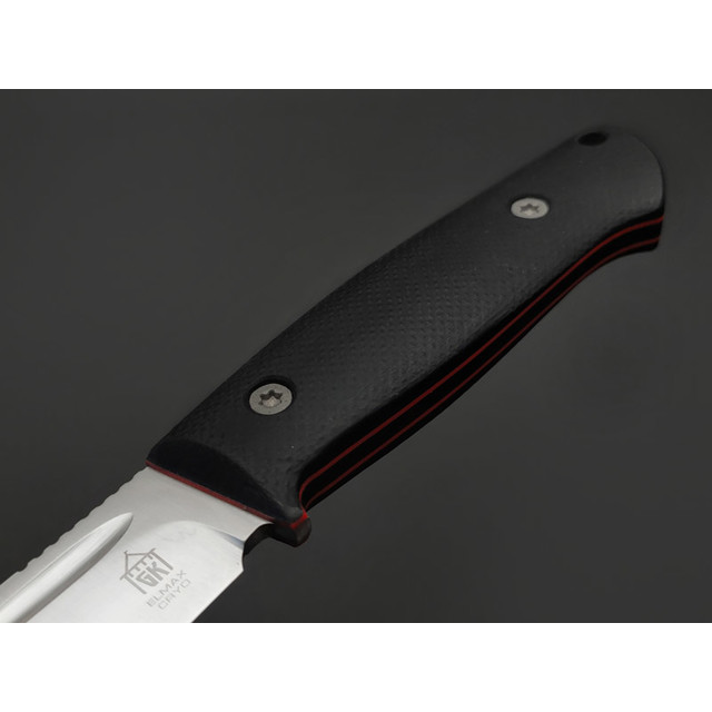 Град Горький нож Тигр сталь Elmax satin, спуски конвекс, рукоять G10 black & red.