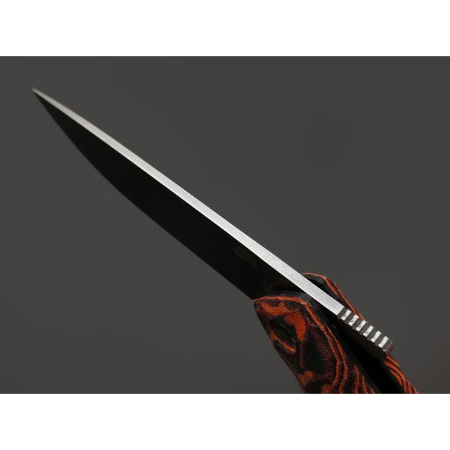 Андрей Кулаков фрикционный нож Фин KUL0198 сталь 95Х18 satin, рукоять Micarta black-red & orange