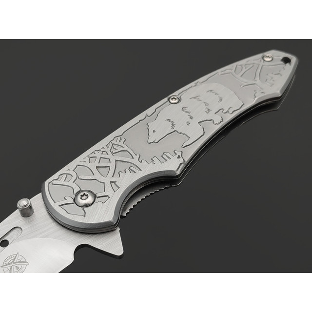 Stinger нож складной SA-438 сталь 420 satin, рукоять Aluminum grey, гравировка