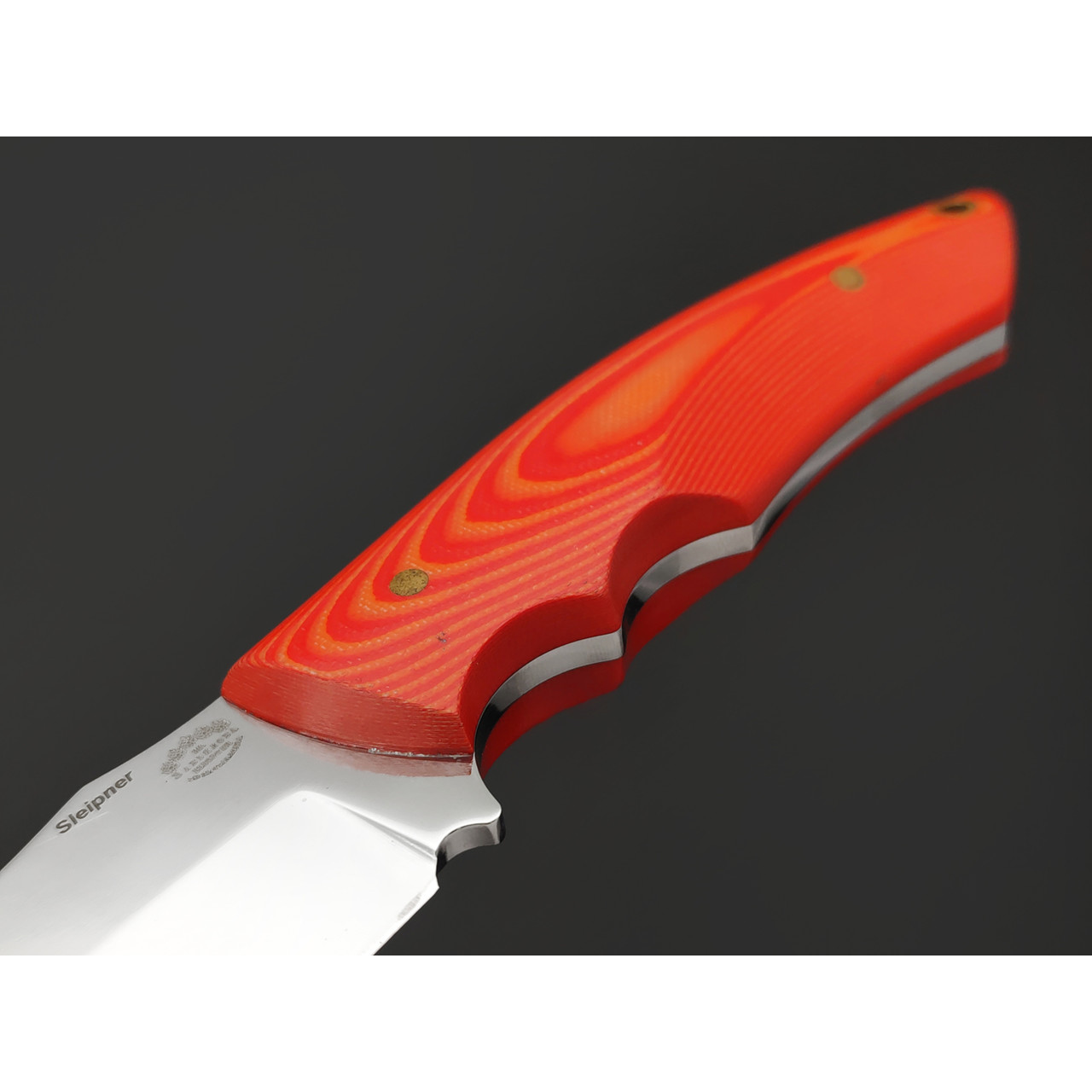 Товарищество Завьялова нож Ящер сталь Sleipner, рукоять G10 red & orange, пины латунь