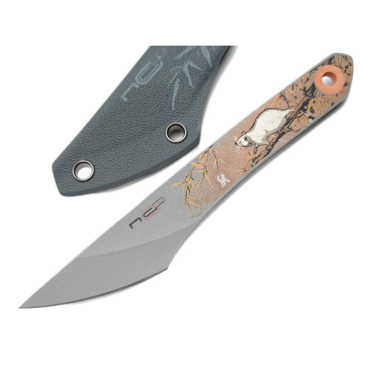 N.C.Custom нож киридаши KOI - So сталь Aus-8 стоунвош, kydex grey