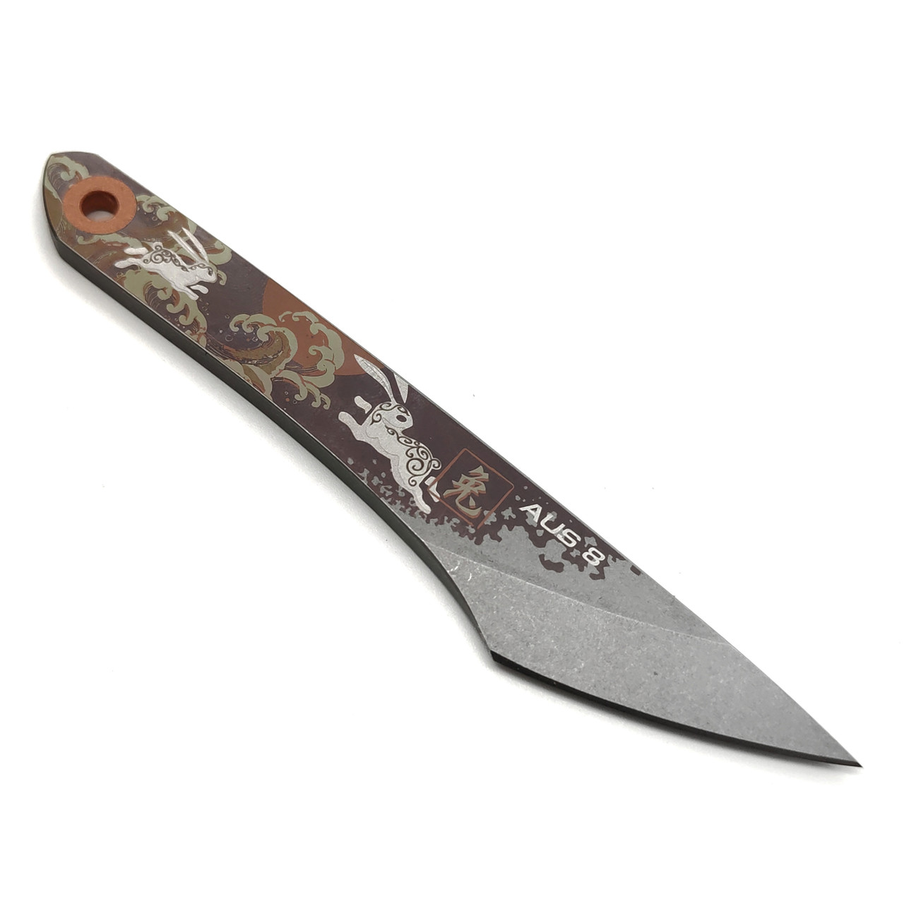 N.C.Custom киридаши KOI - Rabbit Blue сталь Aus-8 bead-blast, kydex grey