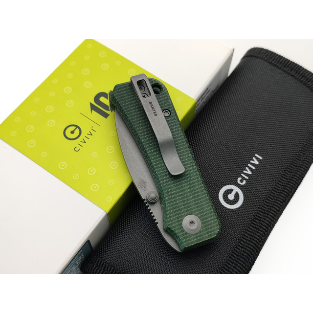 Civivi нож складной Baby Banter C19068SB-1 сталь Nitro-V gray стоунвош, рукоять Micarta green