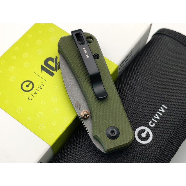 Civivi нож складной Baby Banter C19068S-5 сталь Nitro-V gray стоунвош, рукоять G10 green