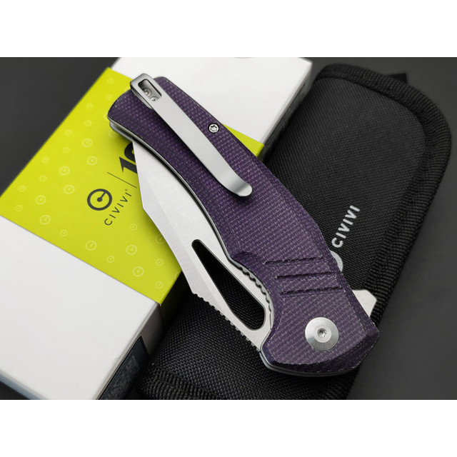 Civivi нож складной BullTusk C23017-3 сталь 14C28N satin, рукоять Micarta purple canvas
