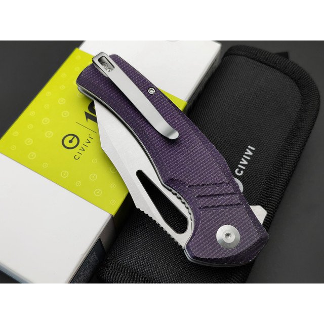 Civivi нож складной BullTusk C23017-3 сталь 14C28N satin, рукоять Micarta purple canvas