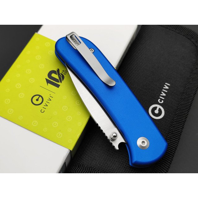 Civivi нож складной Qubit C22030E-3 сталь 14C28N satin, рукоять Aluminum bright blue