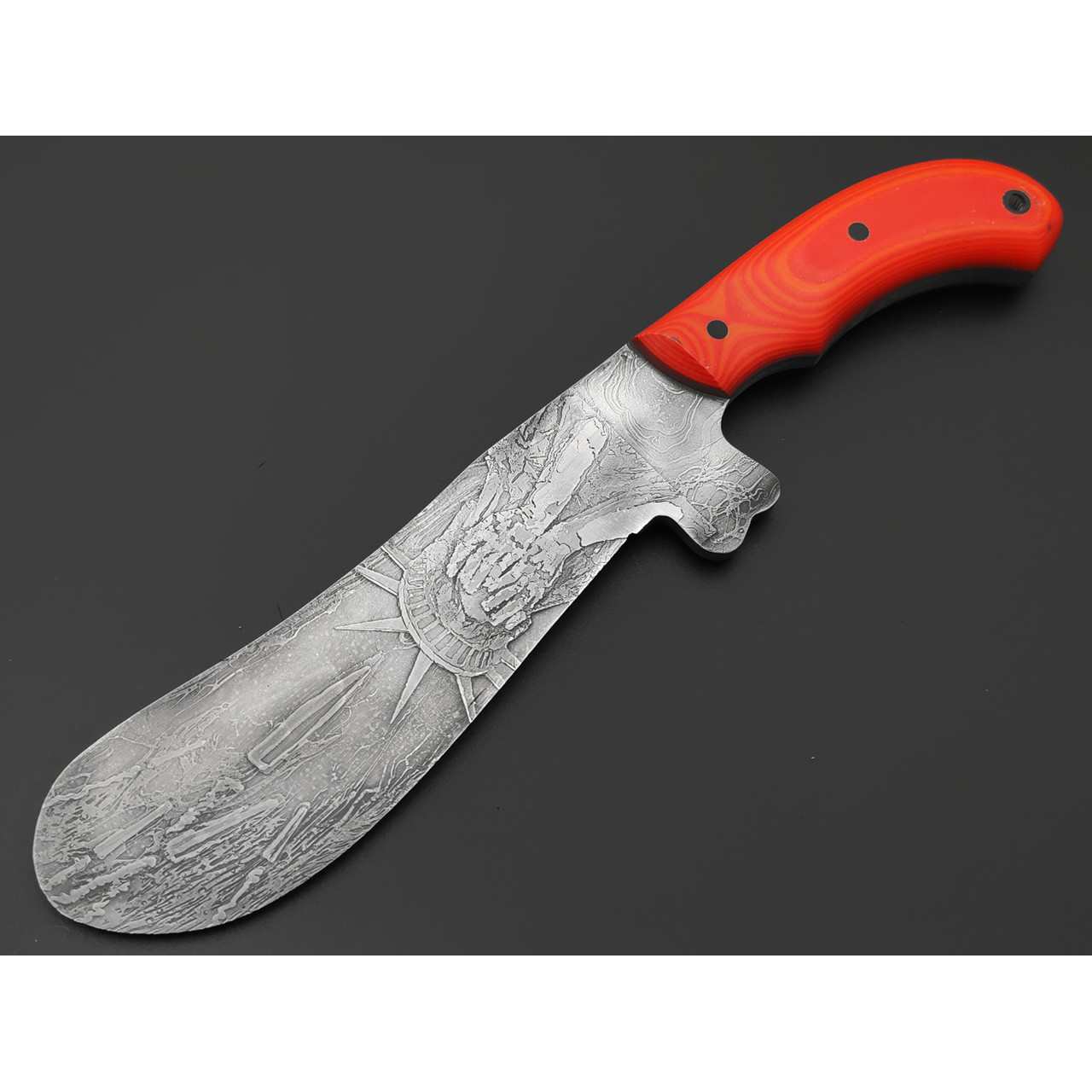 Богдан Гоготов нож NBG-92 сталь 95Х18 худ. травление, рукоять G10 red & orange