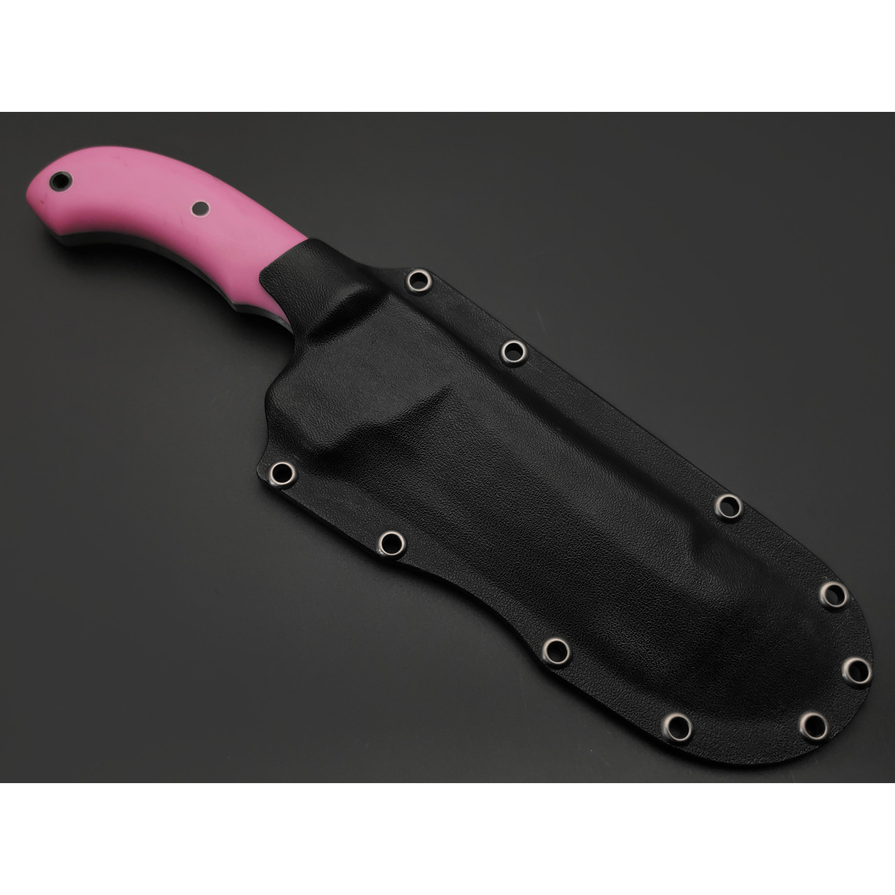 Богдан Гоготов нож NBG-93 сталь 95Х18 худ. травление, рукоять G10 pink