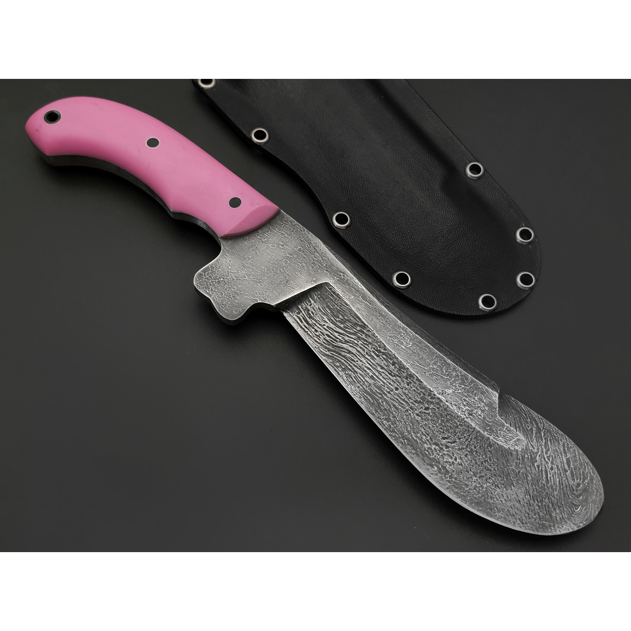 Богдан Гоготов нож NBG-93 сталь 95Х18 худ. травление, рукоять G10 pink