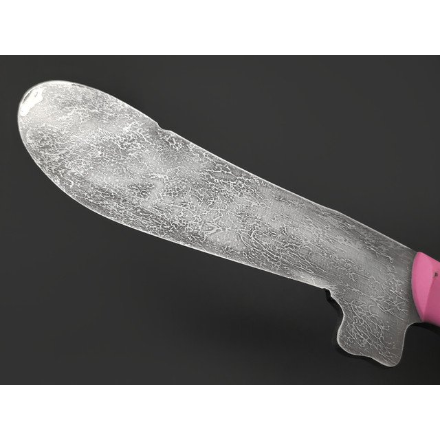 Богдан Гоготов нож NBG-93 сталь 95Х18 худ. травление, рукоять G10 pink