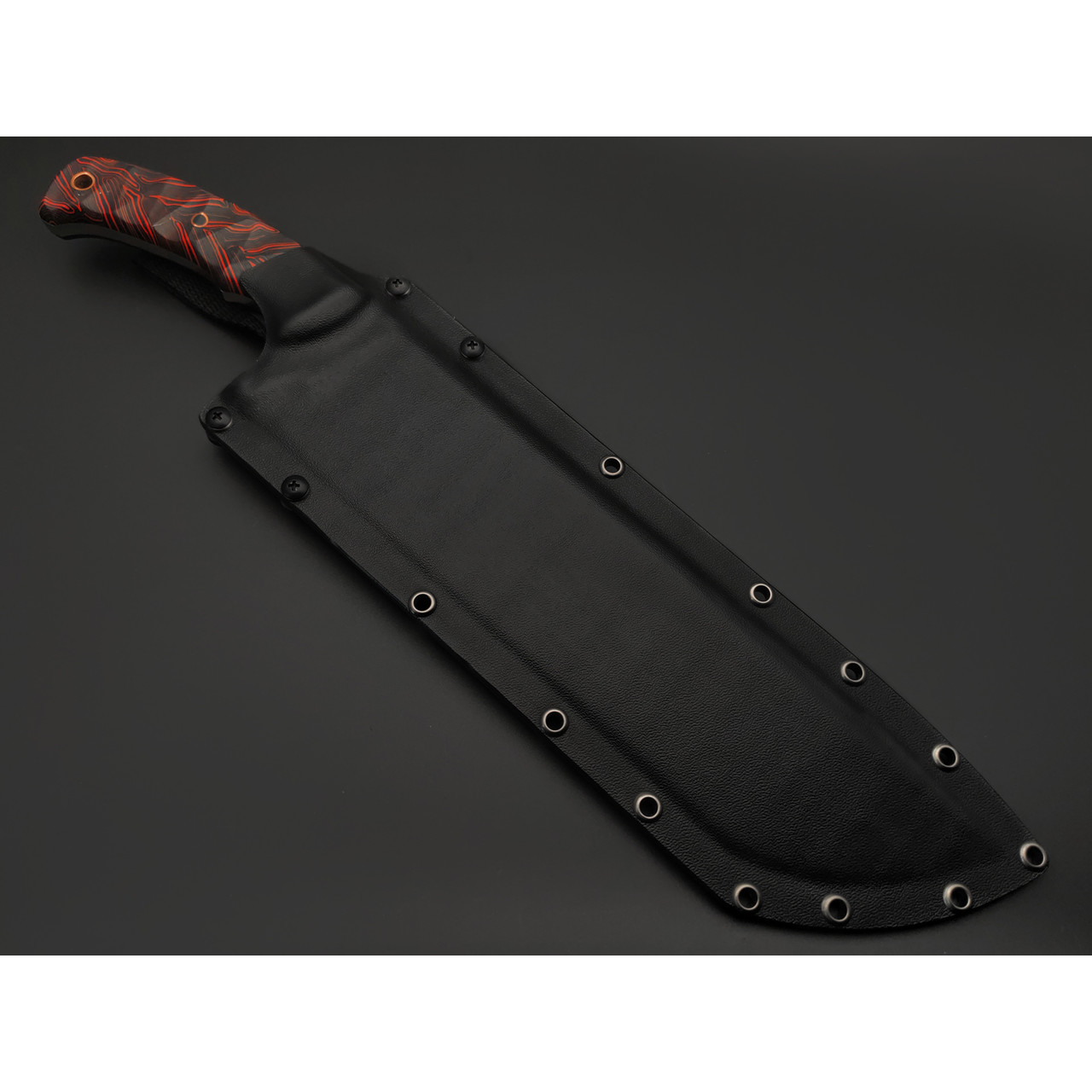 Богдан Гоготов нож NBG-83 Fallout сталь 95Х18 худ. травление, рукоять G10 black & red chaotic