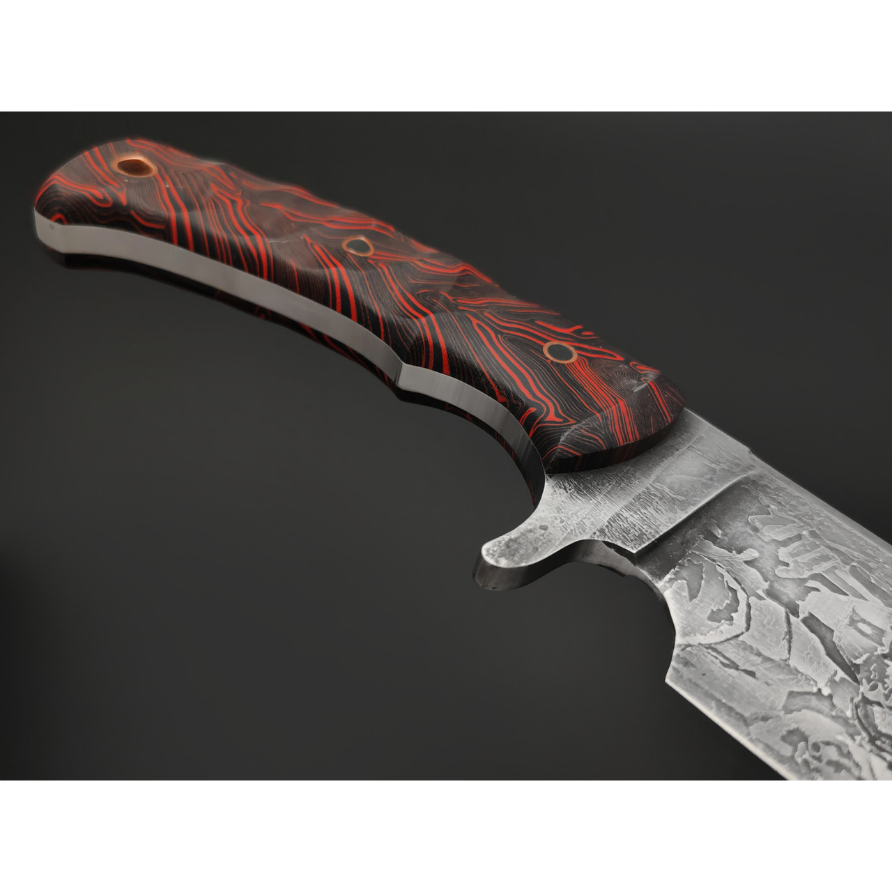 Богдан Гоготов нож NBG-83 Fallout сталь 95Х18 худ. травление, рукоять G10 black & red chaotic