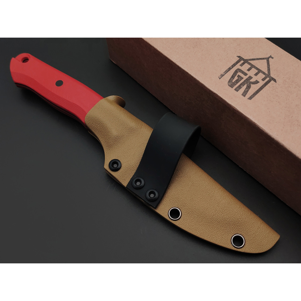 Град Горький нож Коготь сталь Elmax satin, рукоять G10 red & black