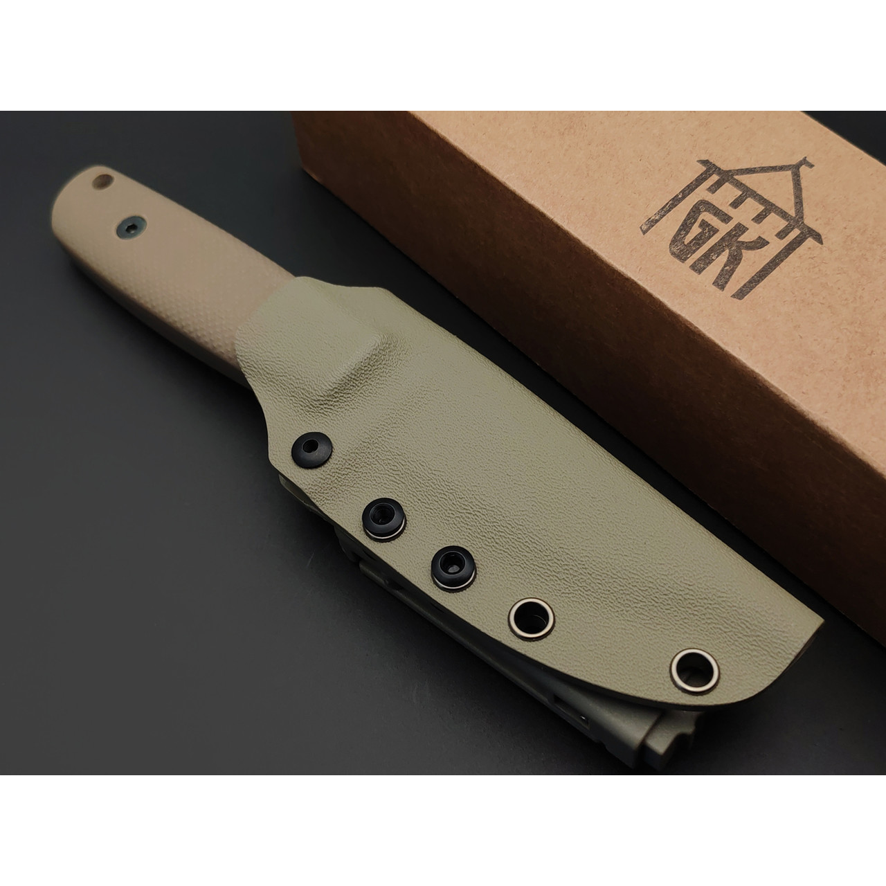 Град Горький нож Техно-Томми сталь VG-10 satin, спуски сканди, рукоять G10 tan
