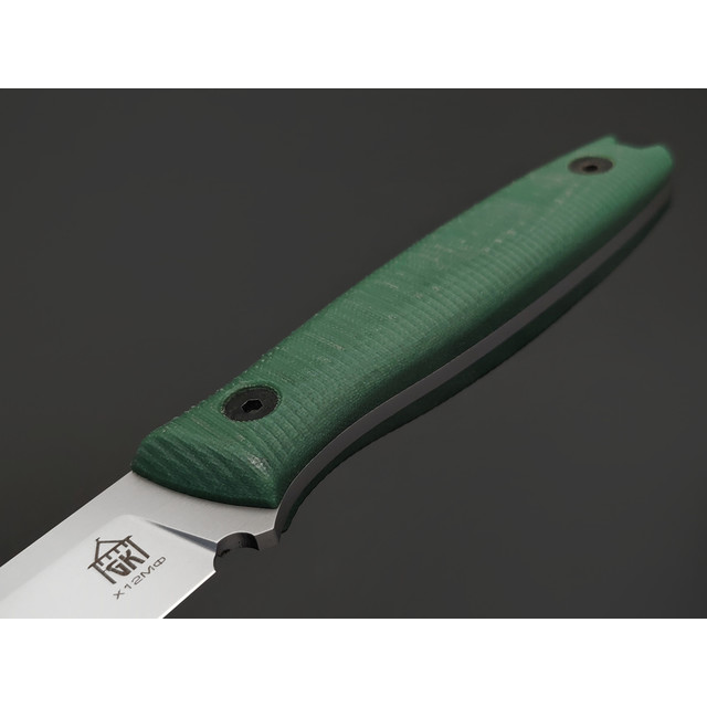 Град Горький нож Оса сталь Х12МФ bead blast, рукоять Micarta green