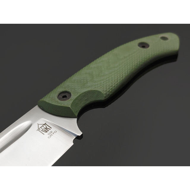 Град Горький нож Райбек 1 сталь D2 satin, рукоять Micarta olive, G10 black