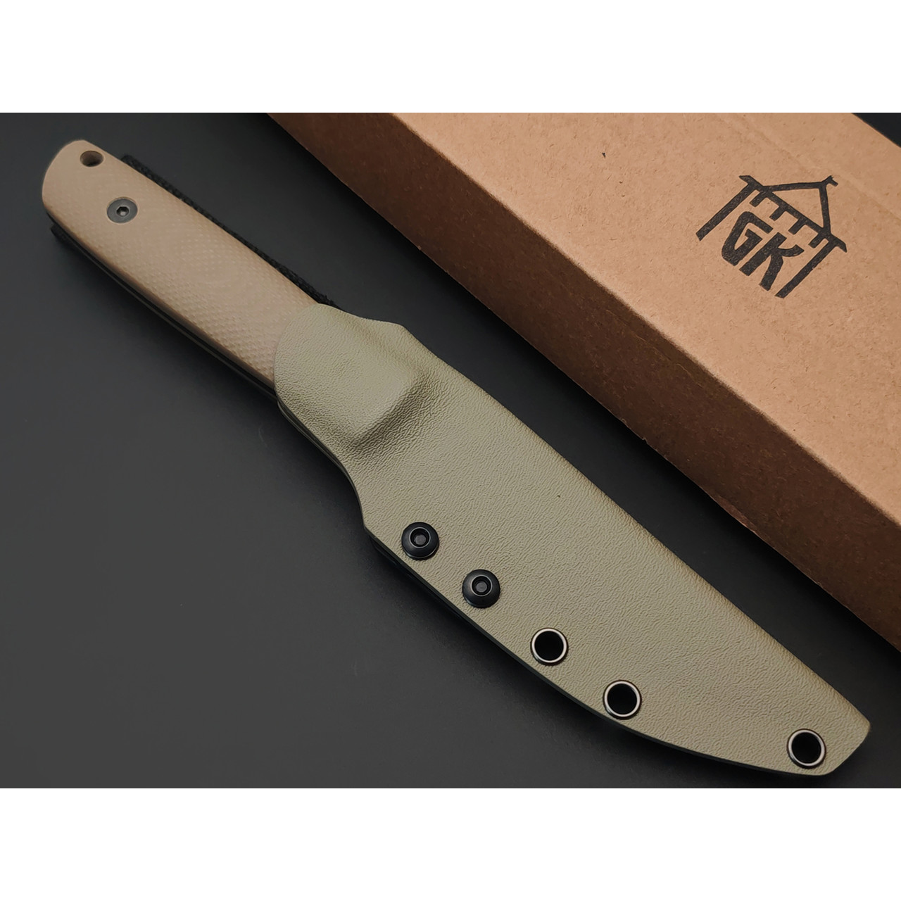 Град Горький нож Большой Техно-Томми сталь D2 satin, рукоять G10 tan & black