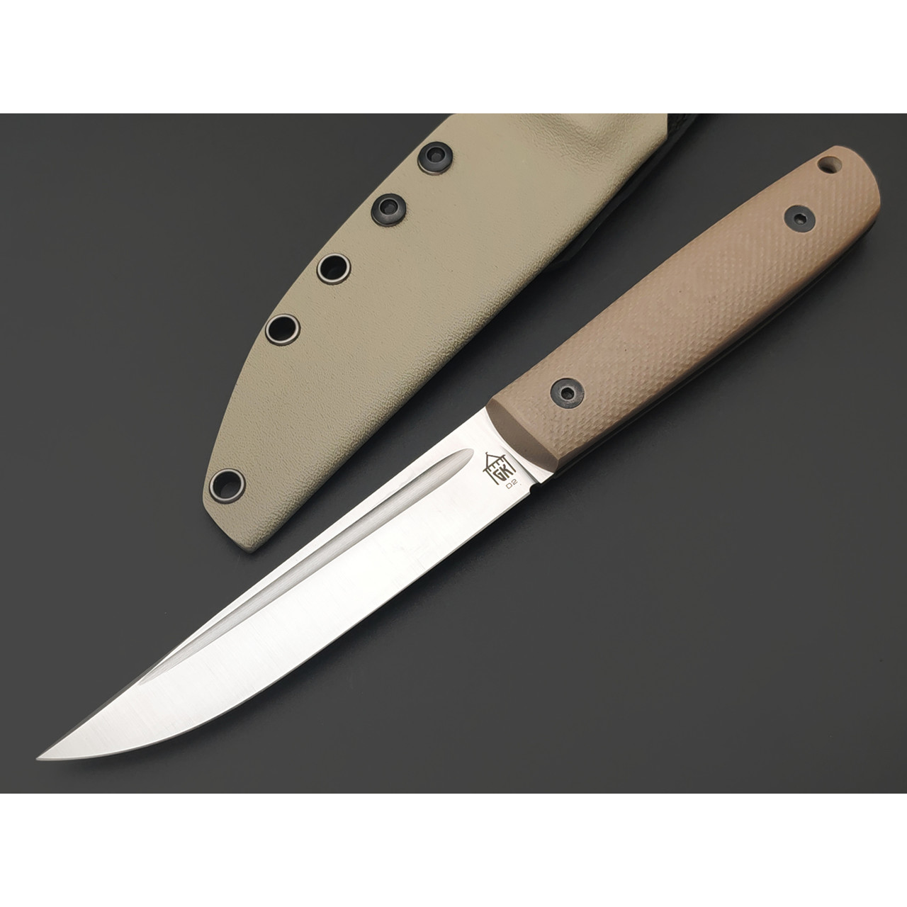 Град Горький нож Большой Техно-Томми сталь D2 satin, рукоять G10 tan & black