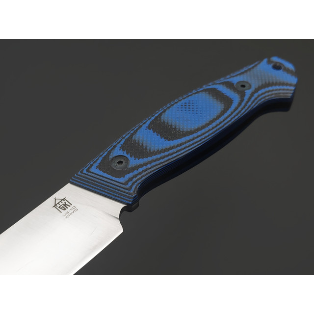 Град Горький нож Охотник сталь VG-10 satin, спуски конвекс, рукоять G10 black & blue