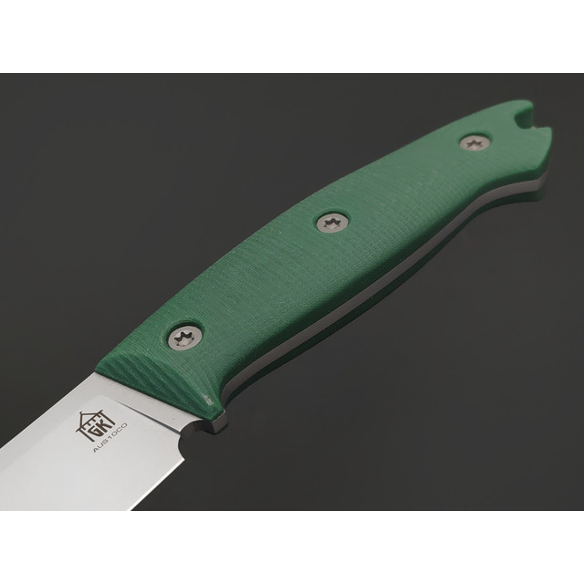 Град Горький нож Охотник сталь Aus-10Co bead blast, рукоять Micarta green