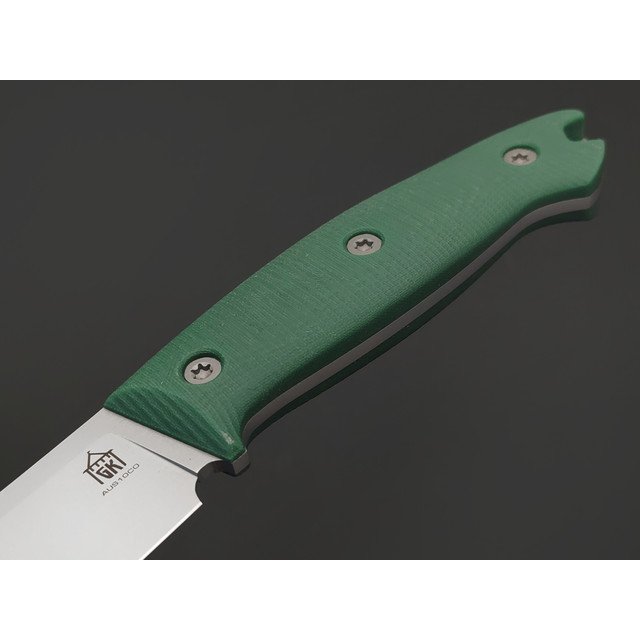 Град Горький нож Охотник сталь Aus-10Co bead blast, рукоять Micarta green