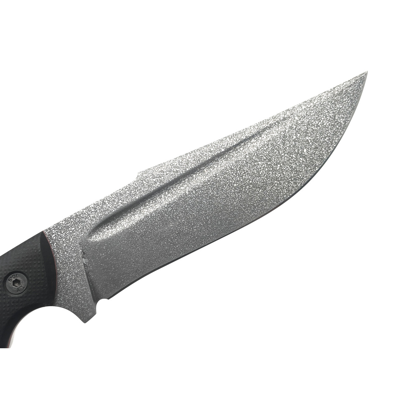 Град Горький нож Боуи сталь D2 травление, рукоять G10 black & red
