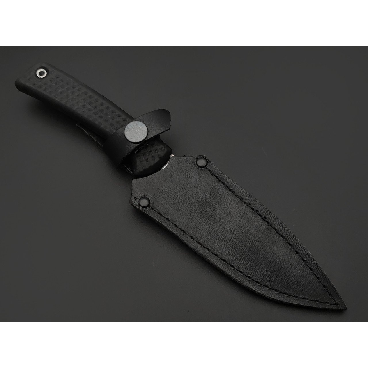 Поддубный В.В. нож Жало сталь Aus-8, рукоять Эластрон black, ножны кожа