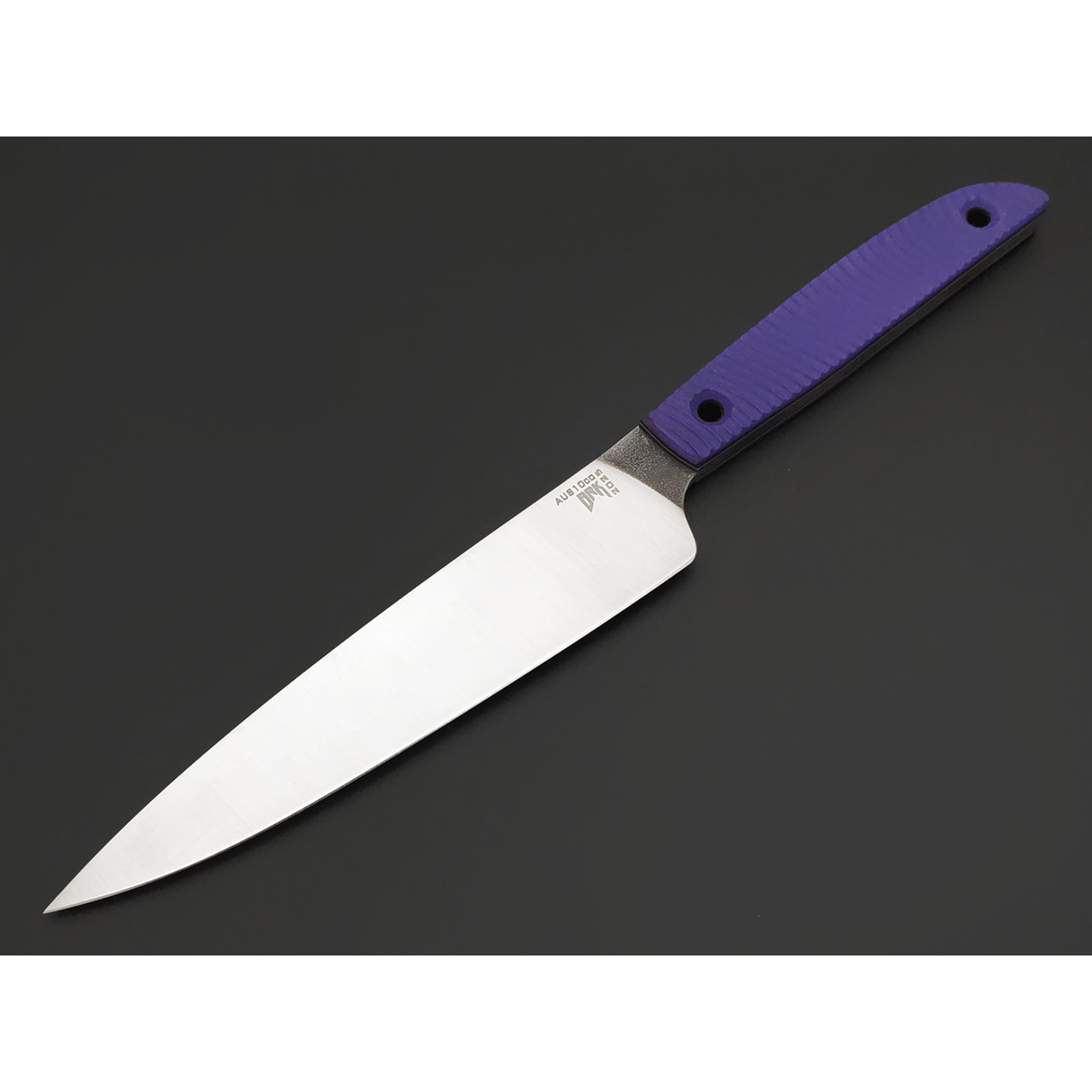 BRK нож кухонный Су-Шеф сталь Aus-10Co satin, рукоять G10 purple & yellow
