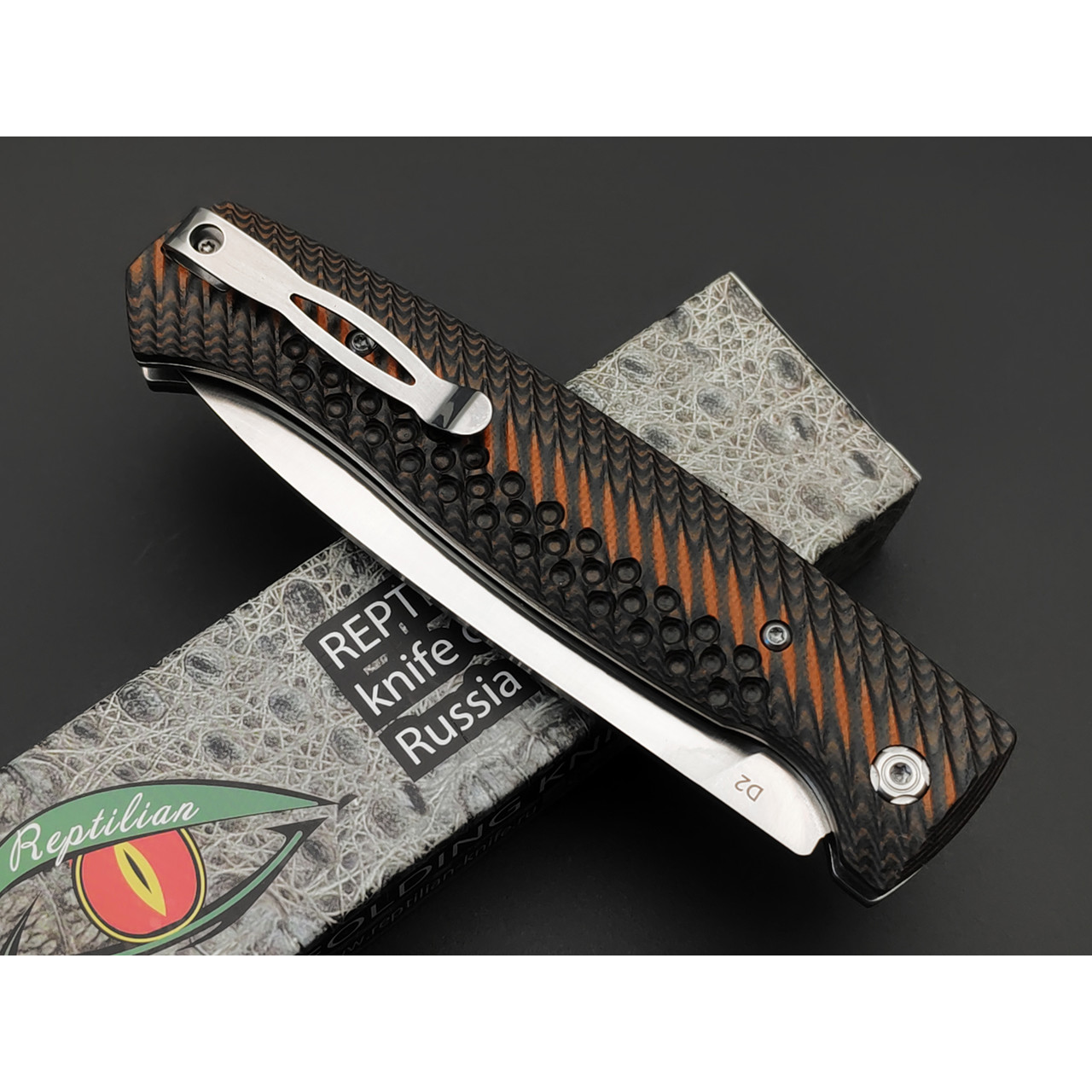 Reptilian складной нож Квест-01 сталь D2 satin, рукоять G10 black & brown