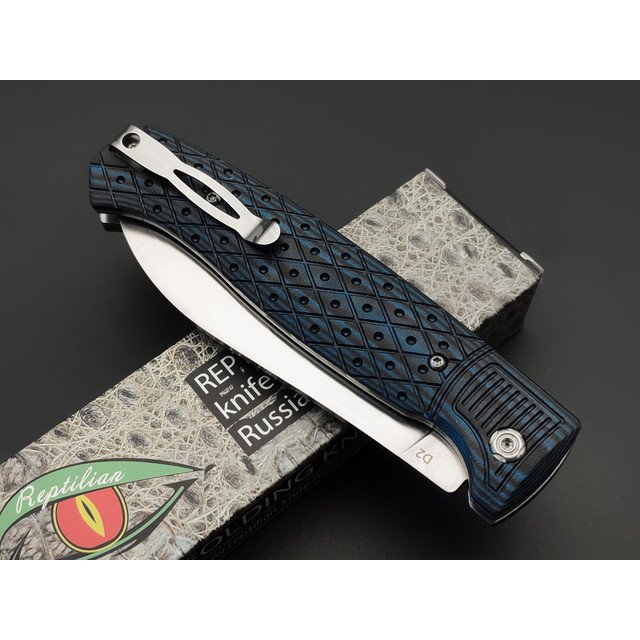 Reptilian складной нож Квест-04 сталь D2 satin, рукоять G10 black & blue