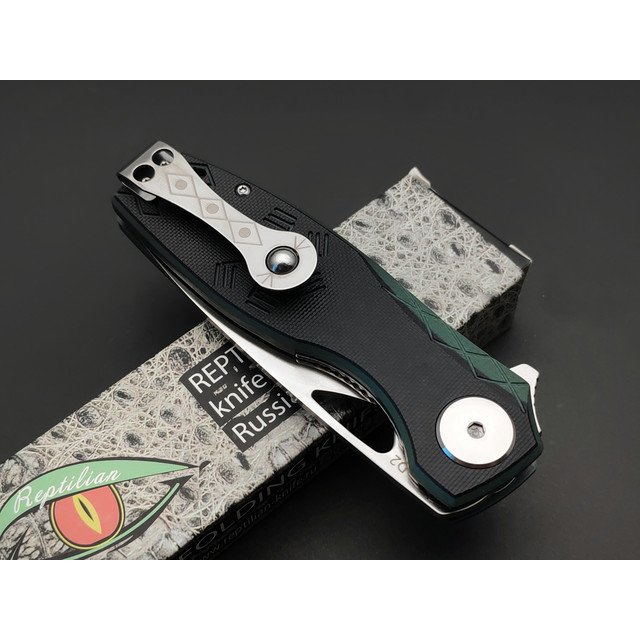 Reptilian складной нож Тобол-01 сталь D2 satin, рукоять G10 black & green