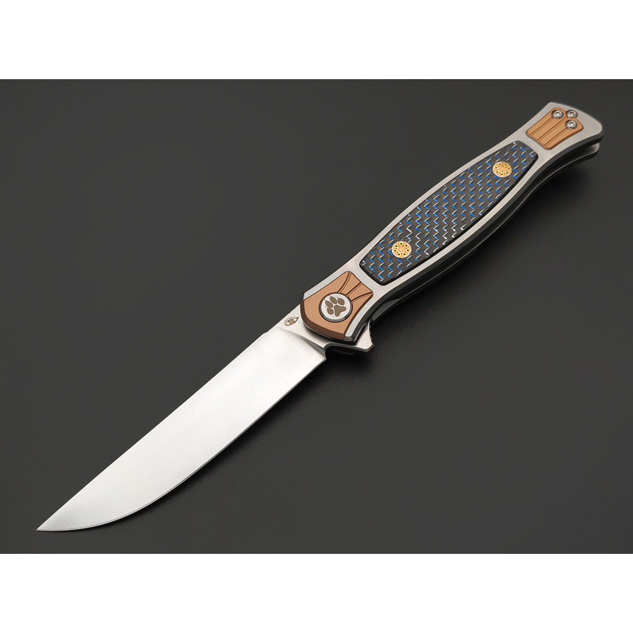 Reptilian складной нож Кот-02 сталь D2 satin, рукоять Carbon fiber blue, steel